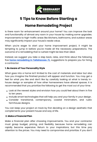 5 Tips to Know Before Starting a Home Remodeling Project