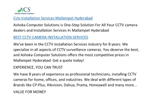 Cctv Installation Services Mallampet Hyderabad