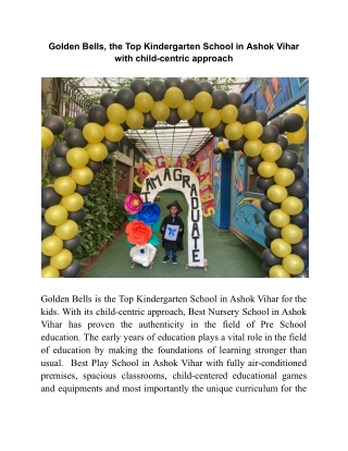 Golden Bells, the Top Kindergarten School in Ashok Vihar with child-centric approach