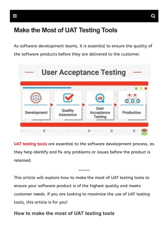 Make the Most of UAT Testing Tools