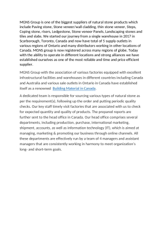 Building Material in Canada