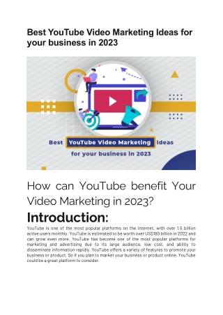 Best YouTube Video Marketing Ideas for your business in 2023