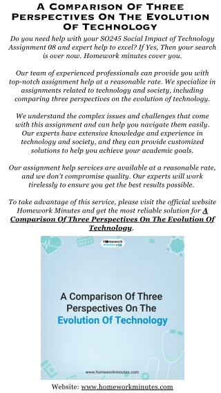 A Comparison Of Three Perspectives On The Evolution Of Technology