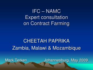 IFC – NAMC Expert consultation on Contract Farming