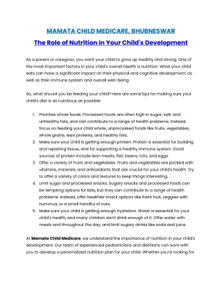 The Role of Nutrition in Your Child's Development