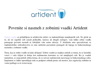 Povrnite si nasmeh z zobnimi vsadki Artident