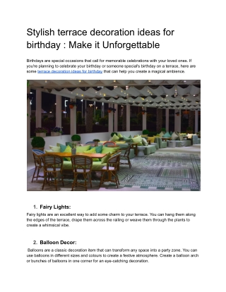 Stylish terrace decoration ideas for birthday : Make it Unforgettable