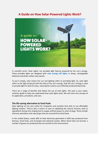 A Guide on How Solar-Powered Lights Work - beyond solar