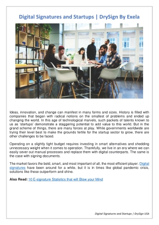 Digital Signatures and Startups | DrySign By Exela