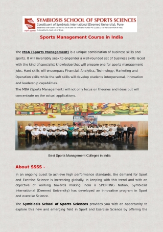 Best Sports Management Colleges in India