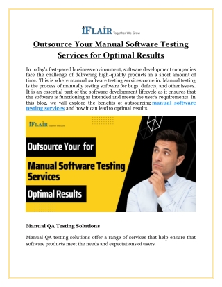 Outsource Your Manual Software Testing Services for Optimal Results