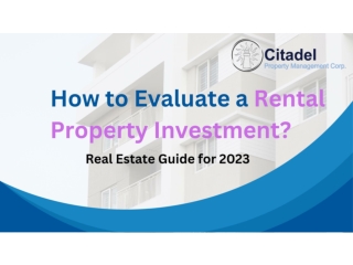 How to evaluate a rental property investment?