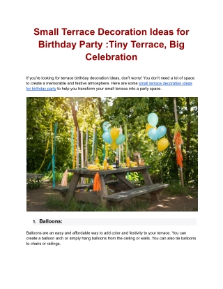 Small Terrace Decoration Ideas for Birthday Party :Tiny Terrace, Big Celebration