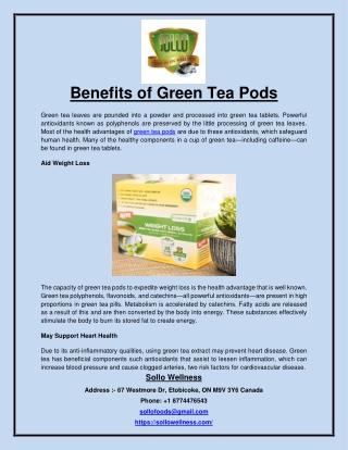 Benefits of Green Tea Pods