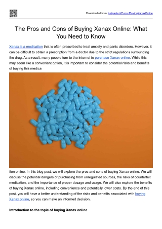 The Pros and Cons of Buying Xanax Online