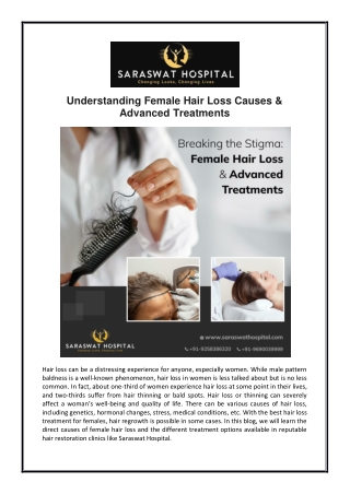 Understanding Female Hair Loss Causes & Advanced Treatments