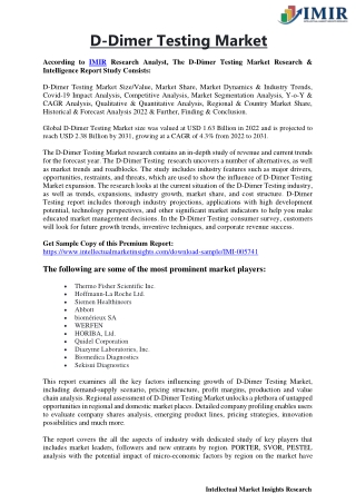 D-Dimer Testing Market