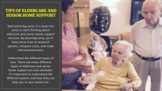 Tips of Eldercare and Senior Home Support