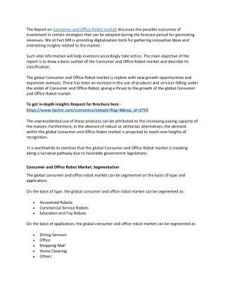 Consumer and Office Robot market
