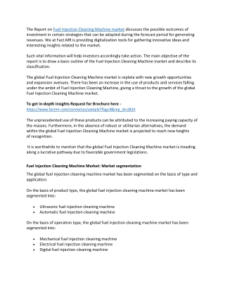 Fuel Injection Cleaning Machine market