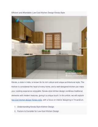 Efficient and Affordable: Low Cost Kitchen Design Kerala Style