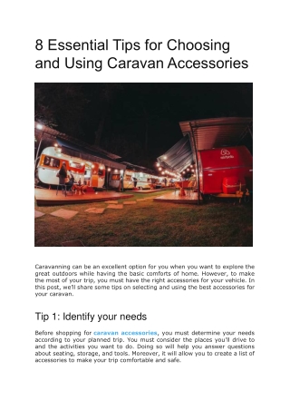 8 Essential Tips for Choosing and Using Caravan Accessories