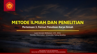 Format Penulisan Karya Ilmiah di Fakultas Peternakan Universitas Tulang Bawang
