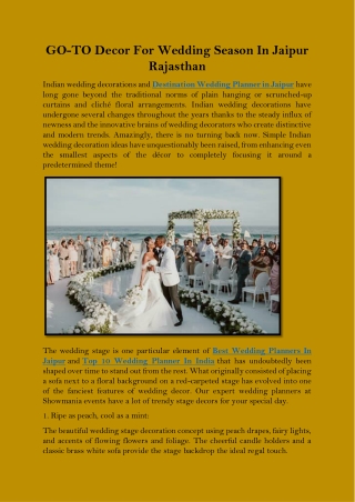 GO-TO Decor For Wedding Season In Jaipur Rajasthan