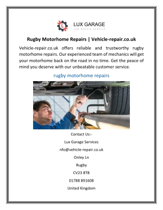 Rugby Motorhome Repairs | Vehicle-repair.co.uk