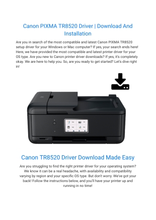 Canon PIXMA TR8520 Driver _ Download And Installation