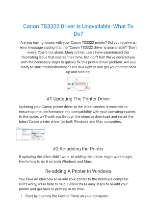 Canon TS3322 Driver Is Unavailable_ What To Do