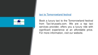 Taxi to Tomorrowland Festival Taxi-brussels.com