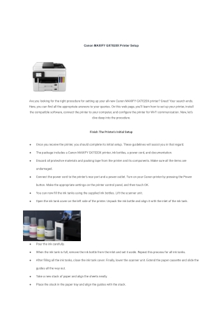 Canon MAXIFY GX7020X Printer Setup