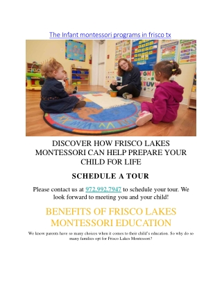 The Infant montessori programs in frisco tx
