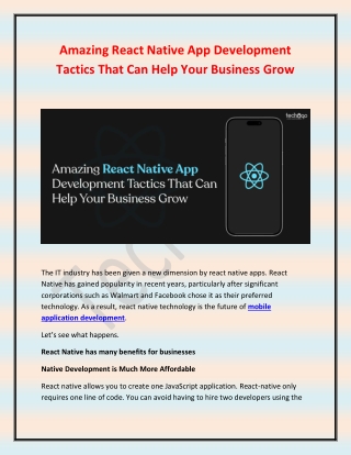 Amazing React Native App Development Tactics That Can Help Your Business Grow