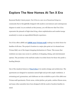 Explore The New Homes At Ten X Era