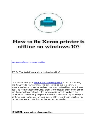 What to do if xerox printer is showing offline?