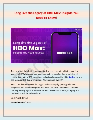 Long Live the Legacy of HBO Max- Insights You Need to Know