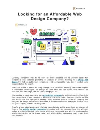 Looking for an Affordable Web Design Company - Kitesman