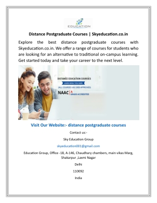 Distance Postgraduate Courses  Skyeducation.co.in