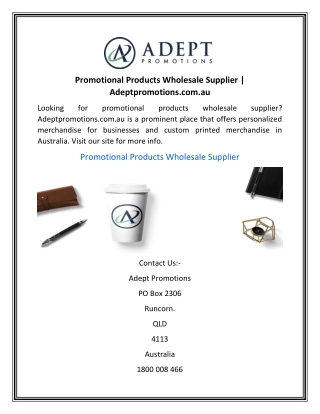 Promotional Products Wholesale Supplier | Adeptpromotions.com.au