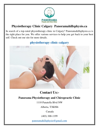 Physiotherapy Clinic Calgary  Panoramahillsphysio.ca