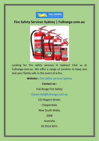 Fire Safety Services Sydney  Fullrange.com