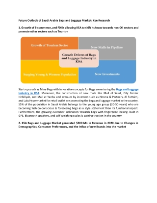 Future Outlook of Saudi Arabia Bags and Luggage Market: Ken Research