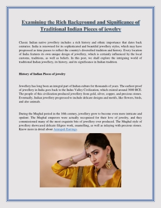 Examining the Rich Background and Significance of Traditional Indian Pieces of jewelry