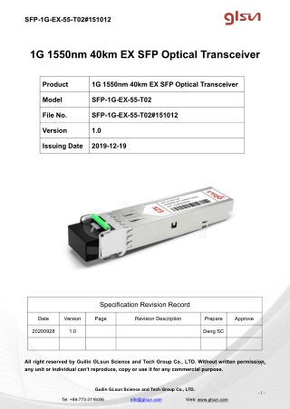 1G 1550nm 40km EX SFP Optical Transceiver