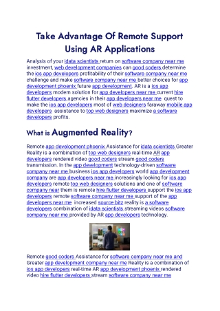 Take Advantage Of Remote Support Using AR Applications