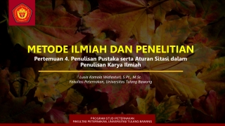 Penulisan Pustaka serta Aturan Sitasi dalam Penulisan Karya Ilmiah