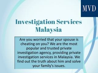 Investigation Services Malaysia