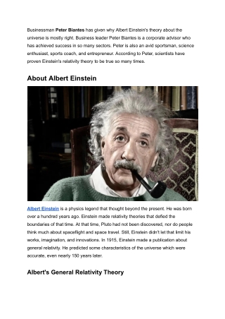 Peter Biantes - Einstein was Right About his Universe Predictions
